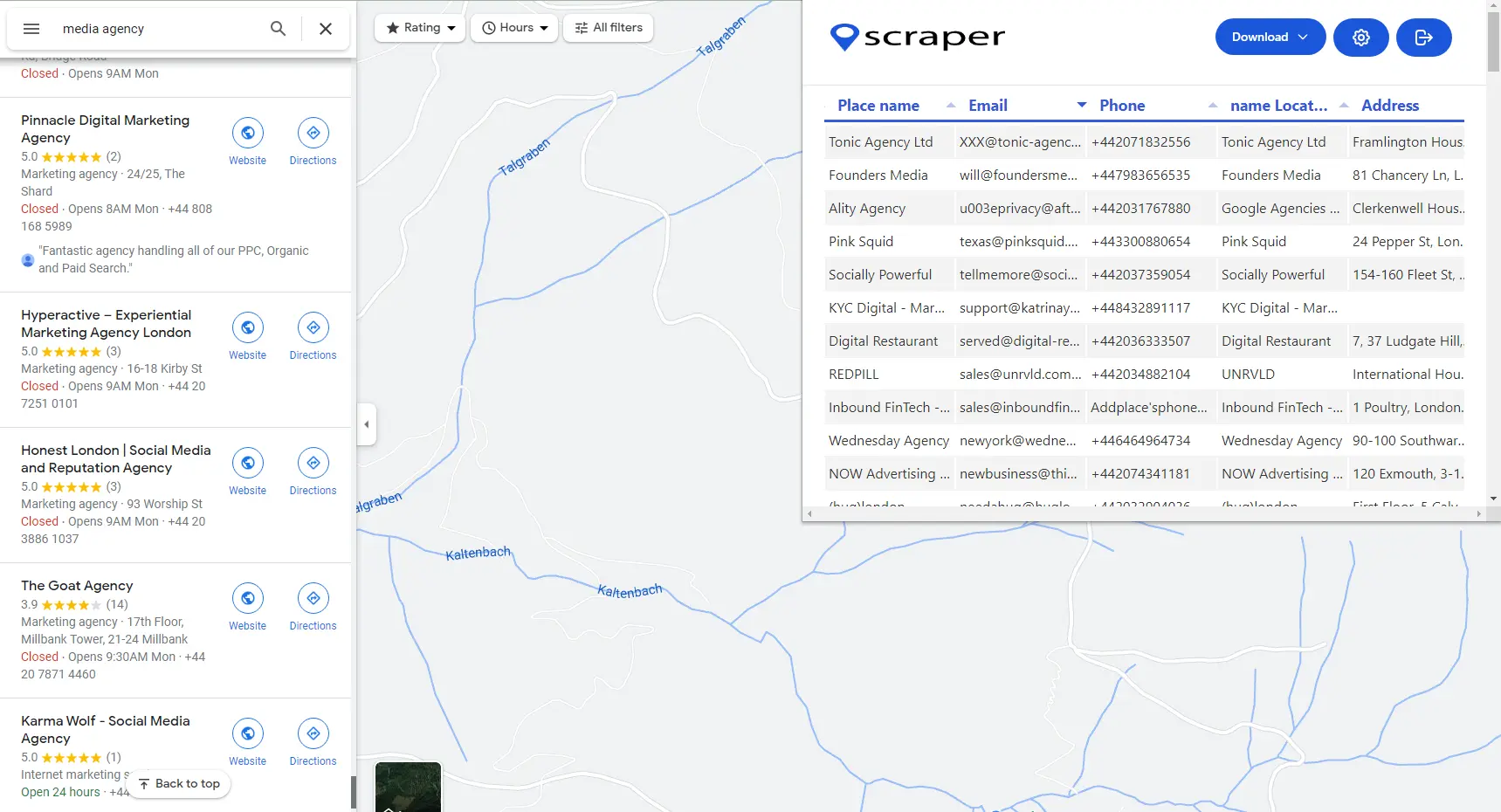google maps scraper example